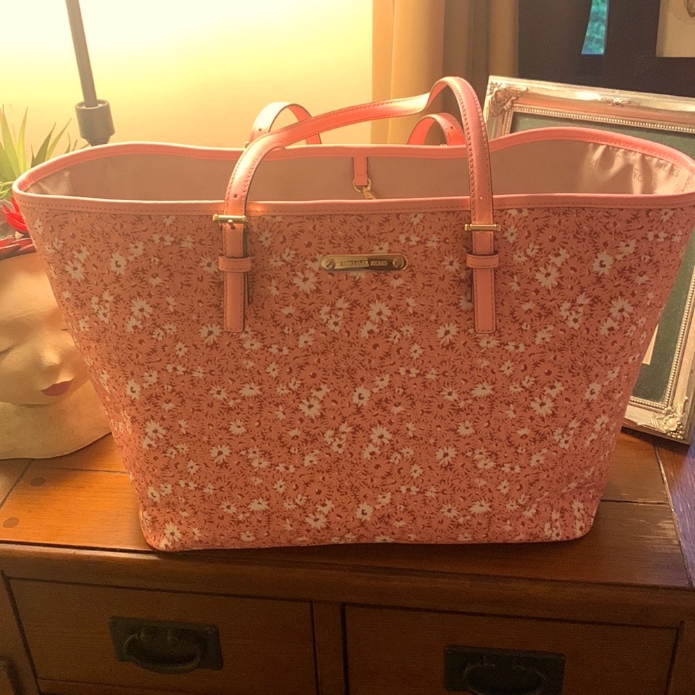 Authentic Michael Kors Pink Floral Large Tote